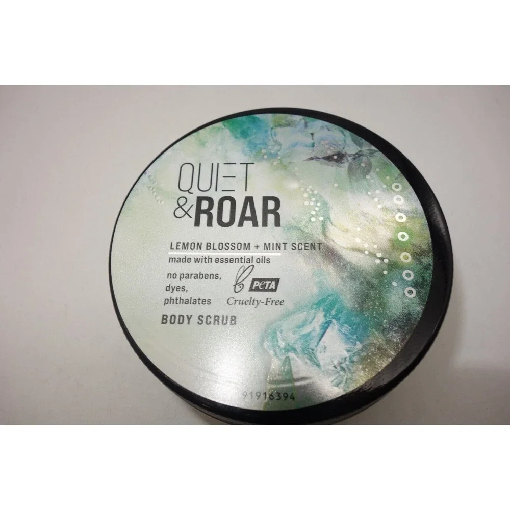 3 Pack Quiet & Roar Lemon Blossom Mint Scent Body Scrub & Essential Oils 8 oz